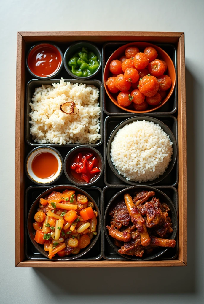 1 yuan worth of lunch box food,Top view,Product image,Reality