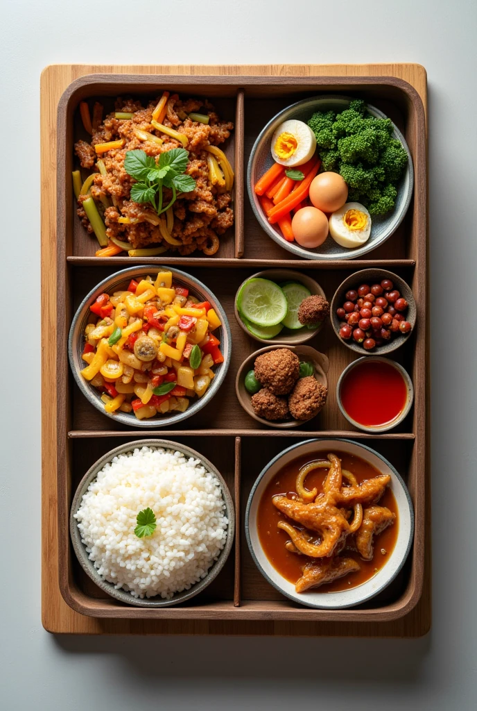 1 yuan worth of lunch box food，Top view，Product image，Reality