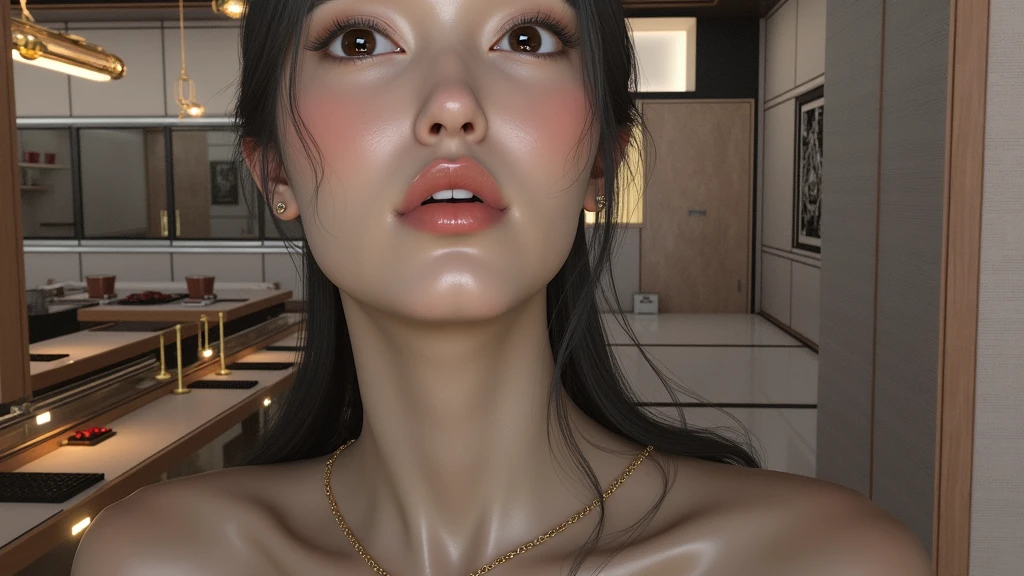 Beautiful asian face woman, image from the neck up, woman with a long neck front face adult woman