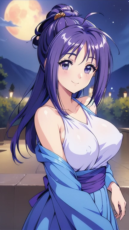 ((masterpiece, Highest quality, Highest quality, Official Art, beautifully、beautiful:1.2)),((masterpiece)),((Vibrant colors)),((Ayako Katagiri)),((幸せそうなsmile)),((smile)),((looks fun)),,(Open-air bath at night),(Nipples exposed),(full moon)