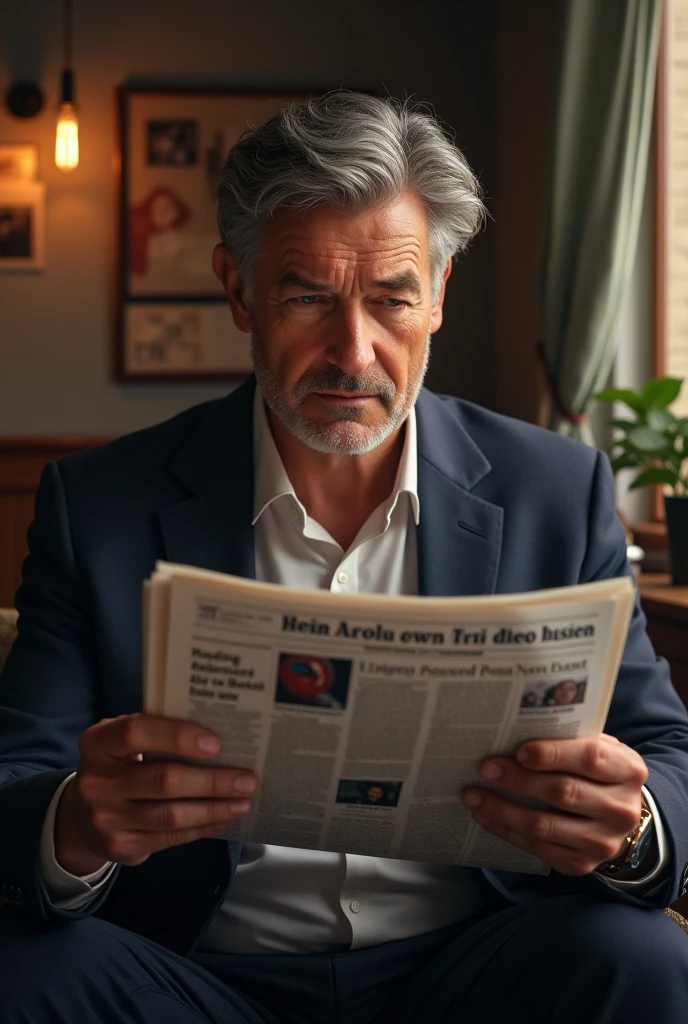 Reading Newspaper with man's