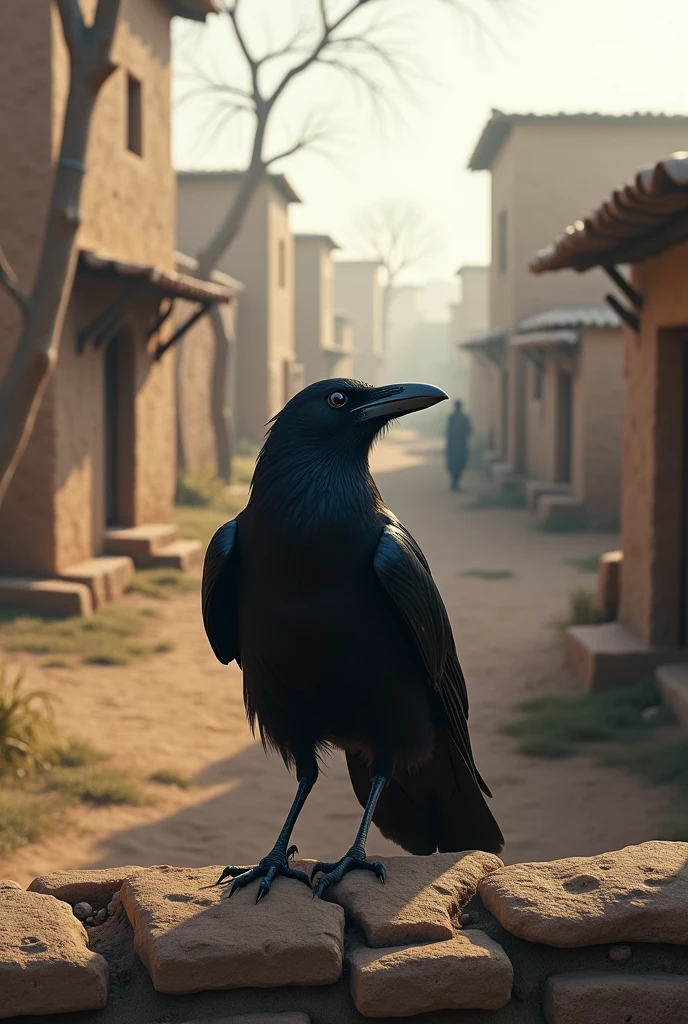 Crow in nahiye background
