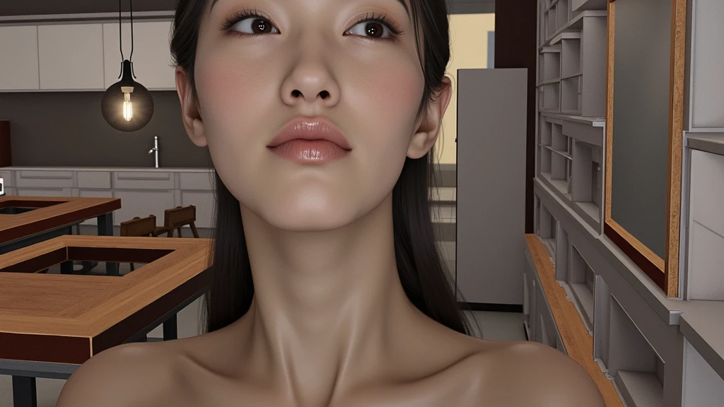 Beautiful asian face woman, image from the neck up, woman with a long neck　 front face adult woman