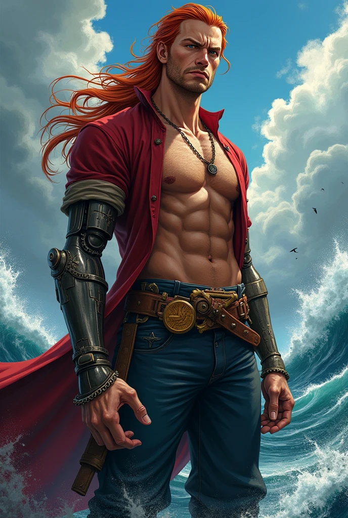 Um homem estilo shanks do one piece