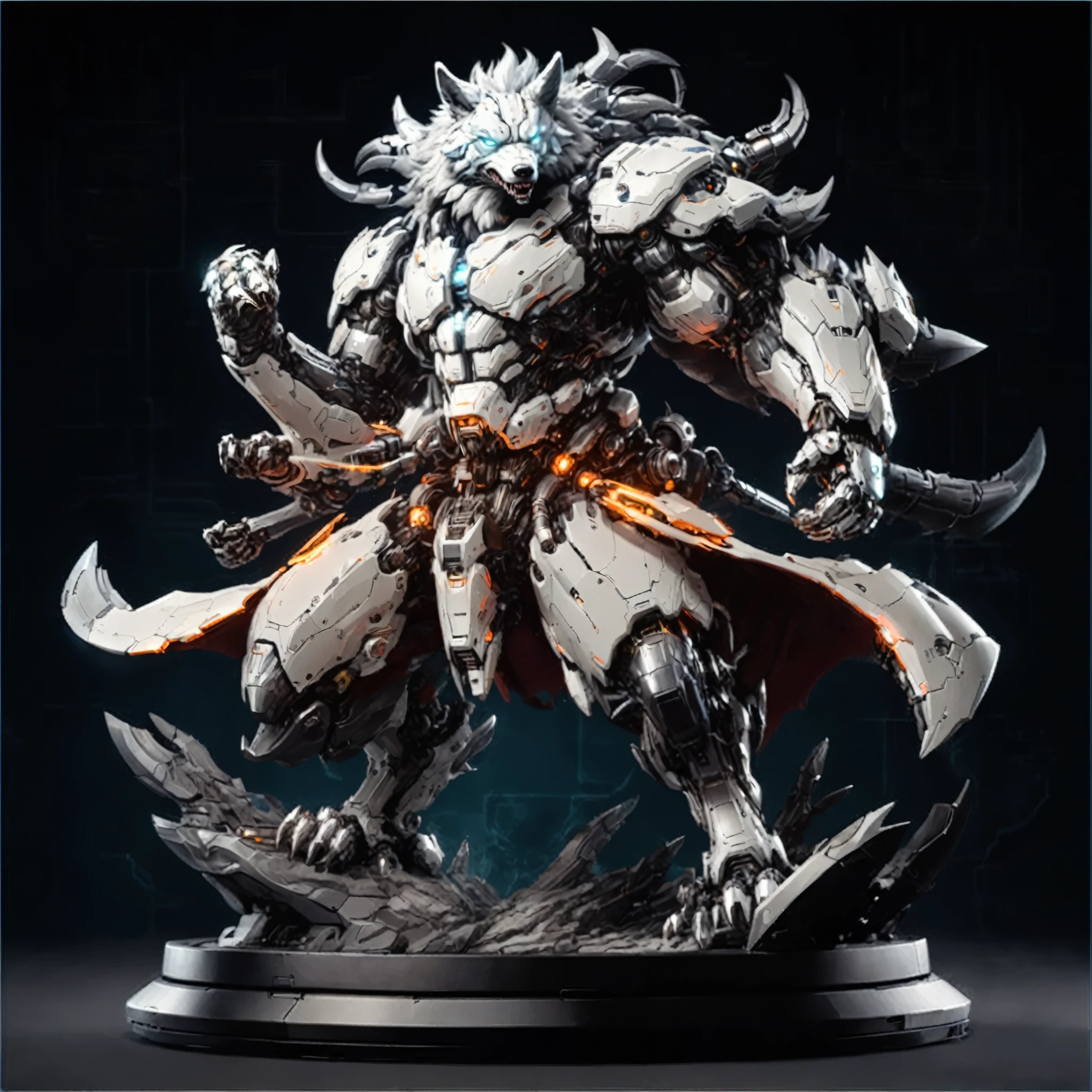 Mecha werewolves,Anatomically correct,Glowing lines,4K,uhd