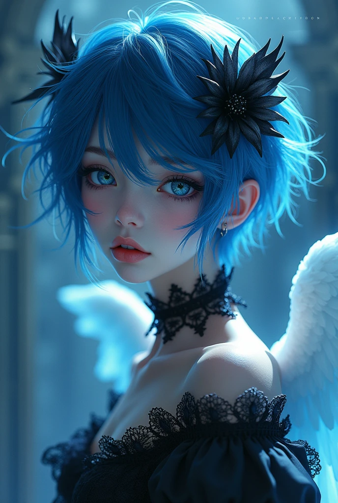 Very effeminate femboy boy 
Boy with feminine features 19 year old boy with white skin, blue to black hair Very Gothic Emo beautiful eye makeup
Cosplaying Angel Dust from Hazbin Hotel 
