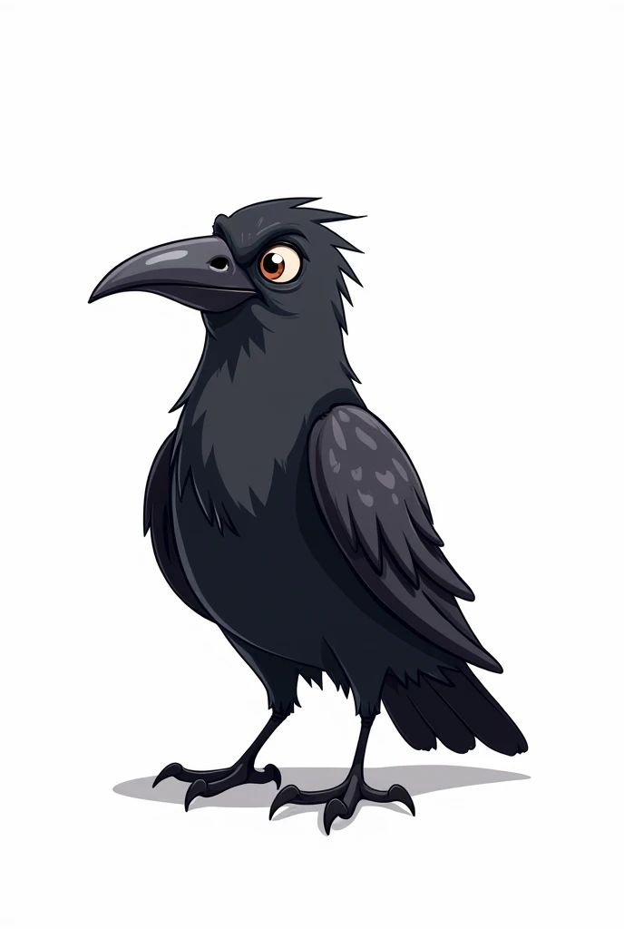 Crow in white background in cartoon