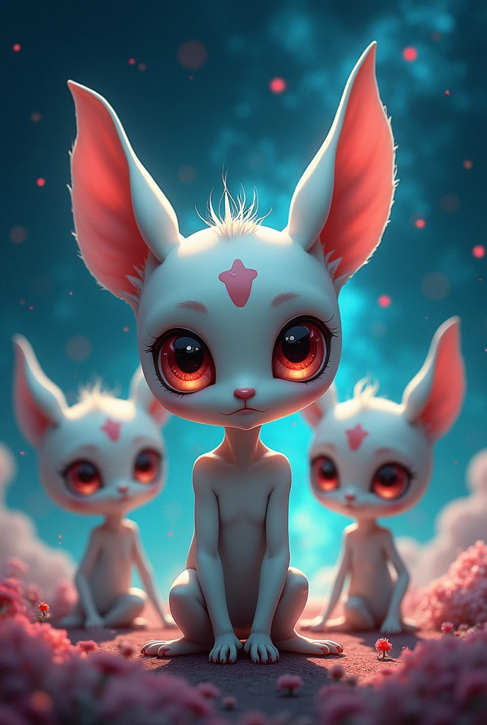 Creepy cute characters, Small stature, Extraterrestrial star background,Popular Characters, Anime Style,