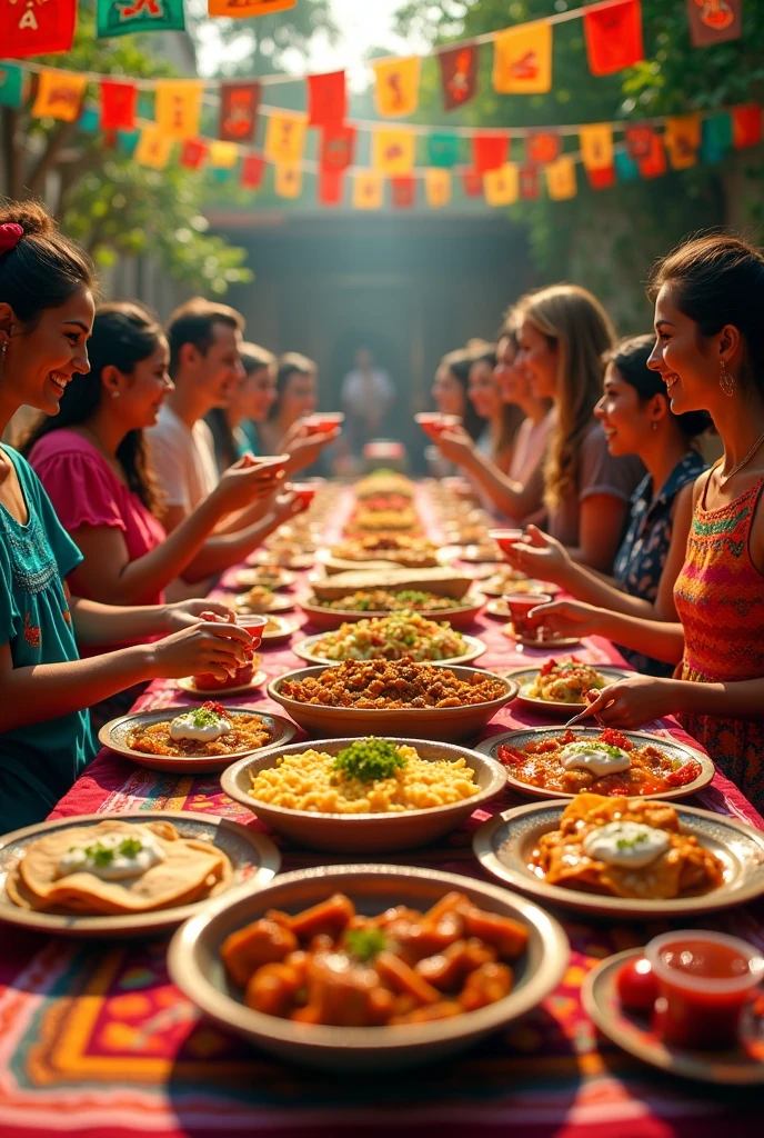 Generate an image about September 16th with Mexican food and easy