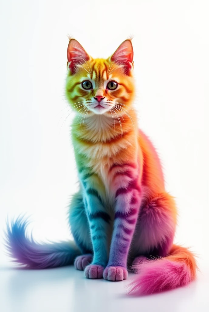 Seven-colored cat , white background