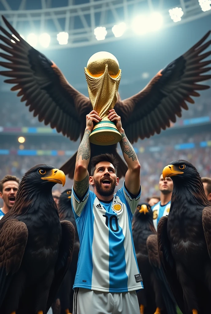 Messi giving the world cup named eagles ebony