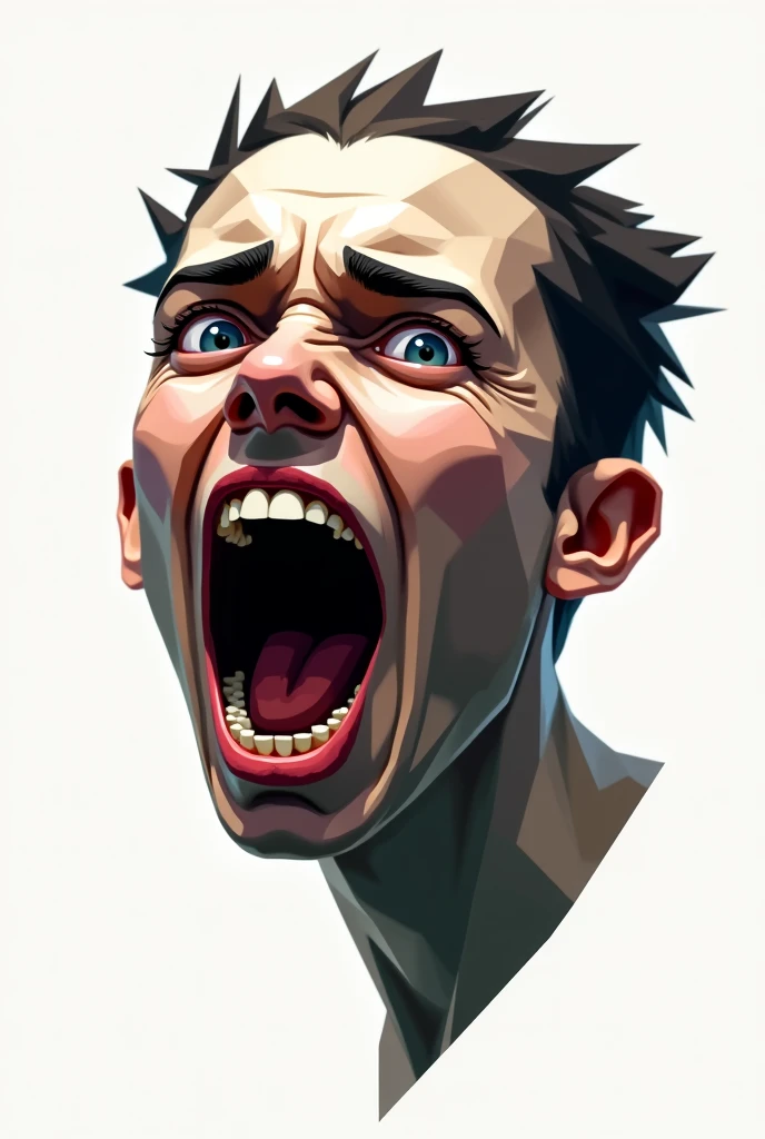 Create realistic 3D boy caricature bodies with big heads. Blue gradient wall background. creating a carefree and happy character. cartoon and 3D style, screaming with excitement.