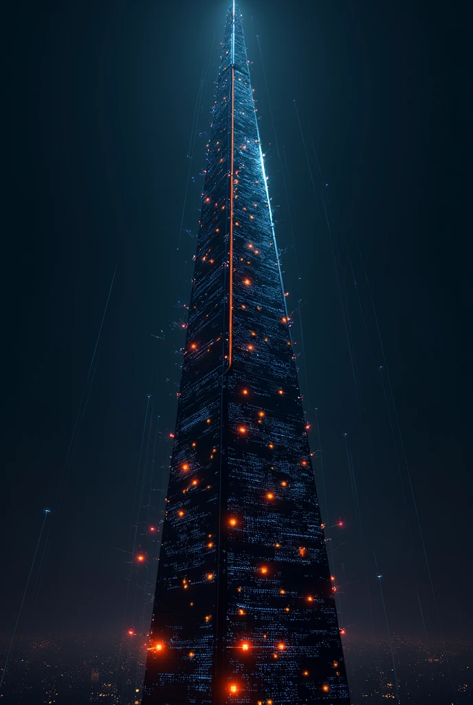 
	Black theme 

	•	telecom tower with animated signals.

	•	Incorporate colored dots with animation like glowing bulbs and are connected with lines. Indication something like network