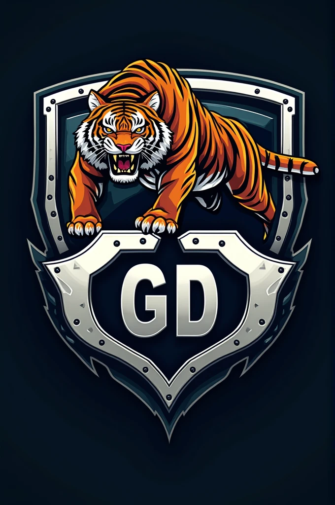 Futuristic logo with text "GD" and Angry tiger
