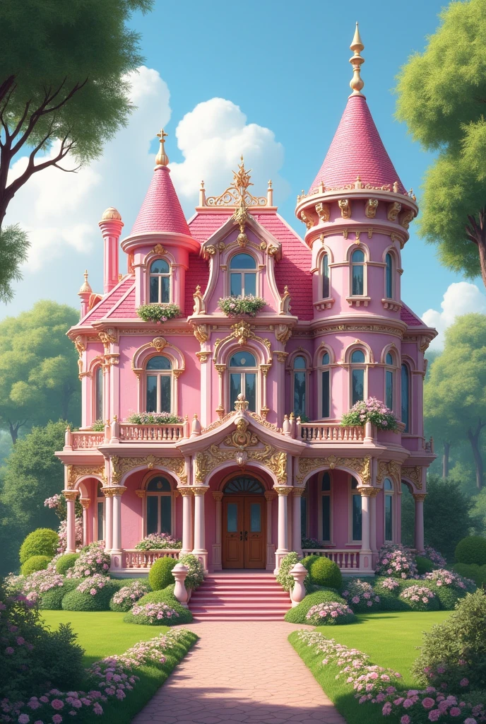 send a picture of coquette house or a pink house, like a mansion house