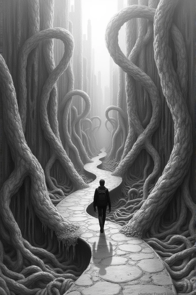 Surrealist drawing inspired by The Maze Runner