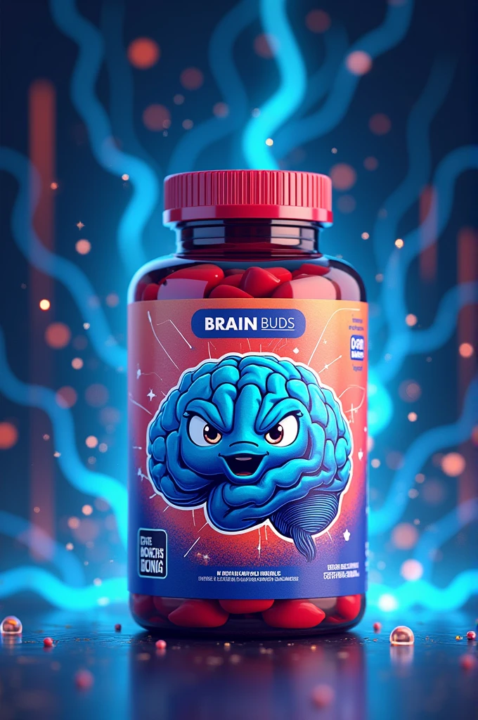 Create a mockup of Memory booster product name is Brain Buds 