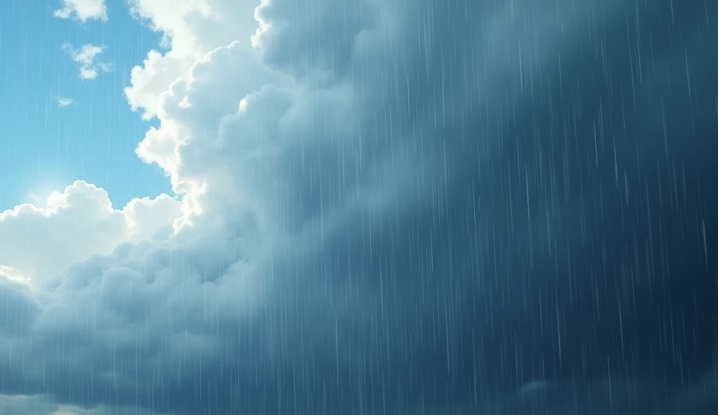 A bunch of clouds appeared in the sky and the next moment it started raining heavily