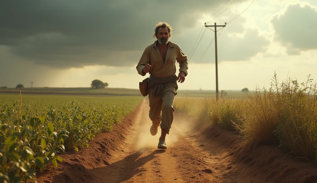 Rashid ran towards his farm, hoping that the rain might bring some improvement.