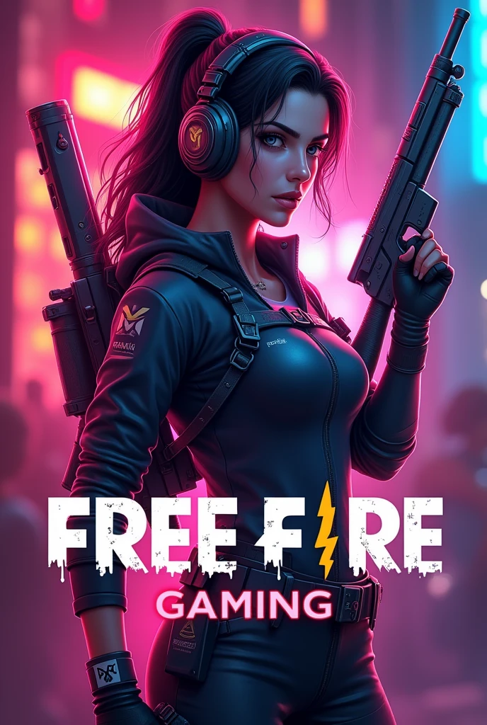 HP FARIYA GAMING free fire logo with gun Beautiful female￼