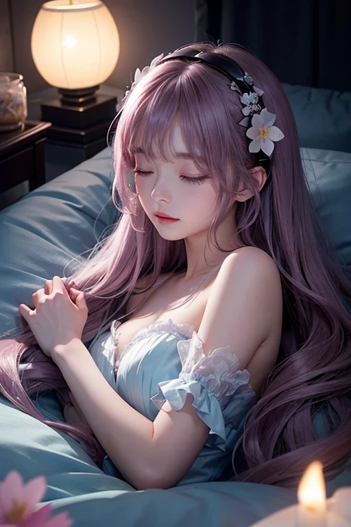 ((top-quality:1.3、8K、​masterpiece))、1girl in、Detailed Face 1:2、kawaii faces、A detailed eye、a smile、s Pajamas、Pretty Woman、(white-purple hair)、full bodyesbian、Butt sticking out