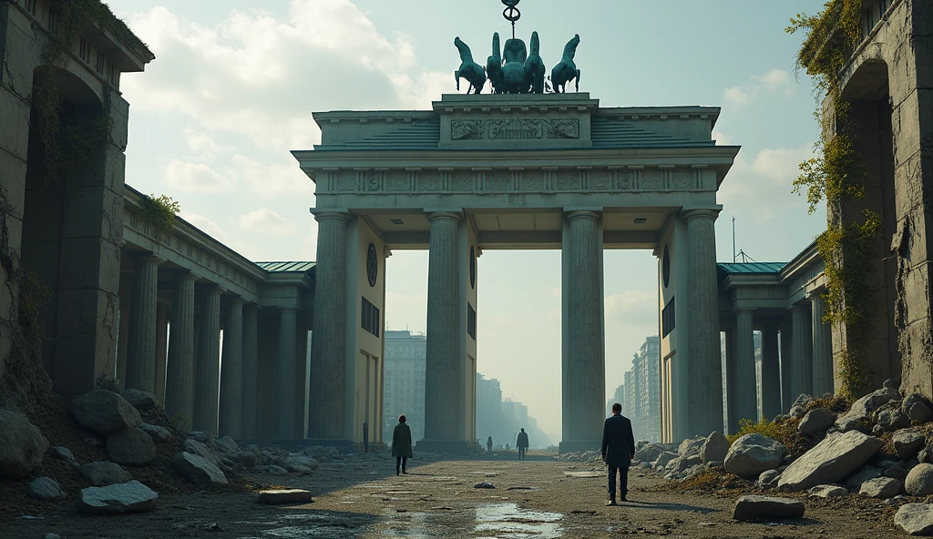 Leaving the Brandenburg Gate a bit of a ruin because nobody was interested in it in the future 