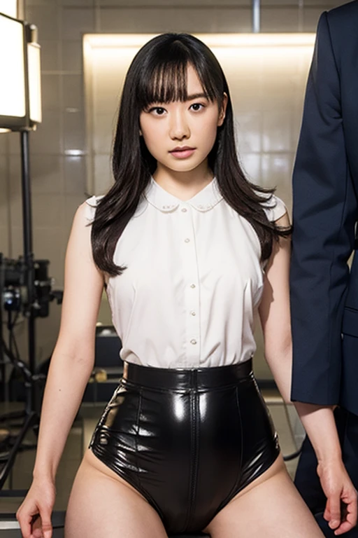 masterpiece, Highest quality,  Unreal Engine,  Super Resolution,  Very detailed, Complex, colorful, Clear images, Sharp focus, Digital Blending, 

One beautiful woman, A single actress, ashidamana, Perfect Eyes, Perfect Face, Ultra detailed hair, Ultra detailed face, Very detailed lips,Vivid expression, Healthy Body, Beautifully cute, realistic details of an Asian person's sweat glands, Smooth skin texture, Carefully drawn,

(humidity:1.2), Beautiful Eyes, (Attractive face:1.2), (Beautiful Skin), (Big Breasts), (Super shiny, Rubber Suit), Puffy nipples, Tight waist, Sticky with sweat, (Oily skin), (A shiny suit coated in oil), In a dynamic pose,

Studio Photo, indoor, In the torture room of an SM club, In the dim light, Cowboy Shot,  
