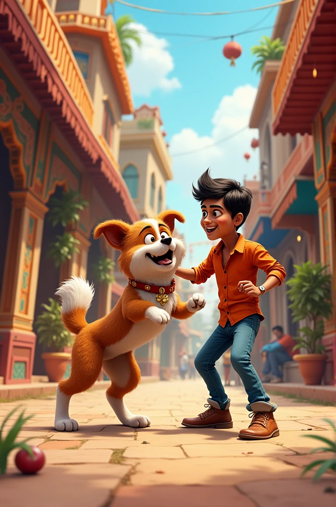 Hindi funny joke background dog on man