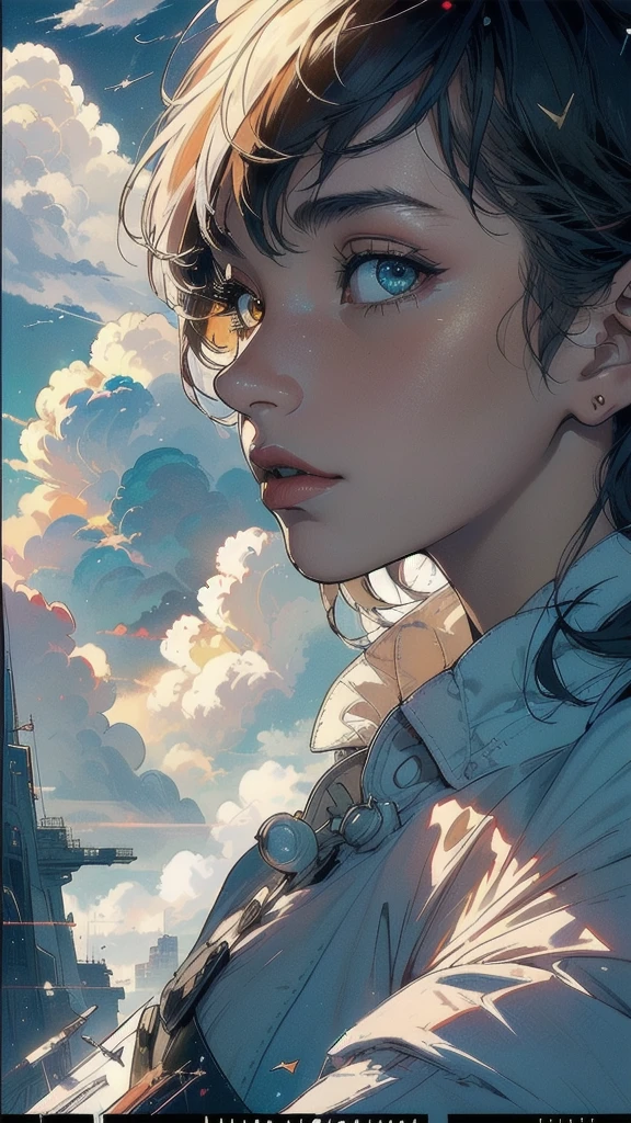 (((masterpiece, highest quality))),(((solo:1.2))),(((1girl:1.2))),32k wallpaper, very detailed, poster, vintage science fiction,(((((geometric cinematic movie poster))))),((((mid century modern)))),(((((portfolio))))),(((((Close-up))))),(((((bust up))))),((((more various angle)))),(((highlight))),((((heterochromia)))),(((complete. detailed face))),(((Extremely talented))),(((most complecated machine))),(((Overall colorfully))),((((((Absolutely cloud rbackground)))))),(((Very multi-layered cumulonimbus clouds)))