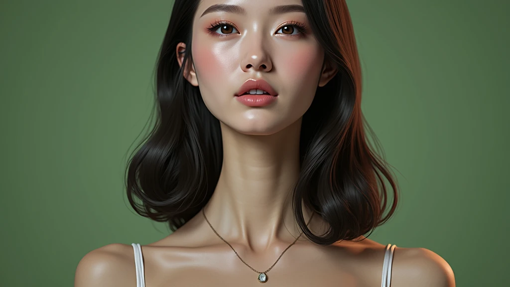 Beautiful Japanese face woman, image from the neck up, woman with a long neck　 front face adult woman photorealistic