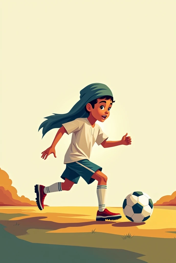 2d vektor muslim boy paly soccer