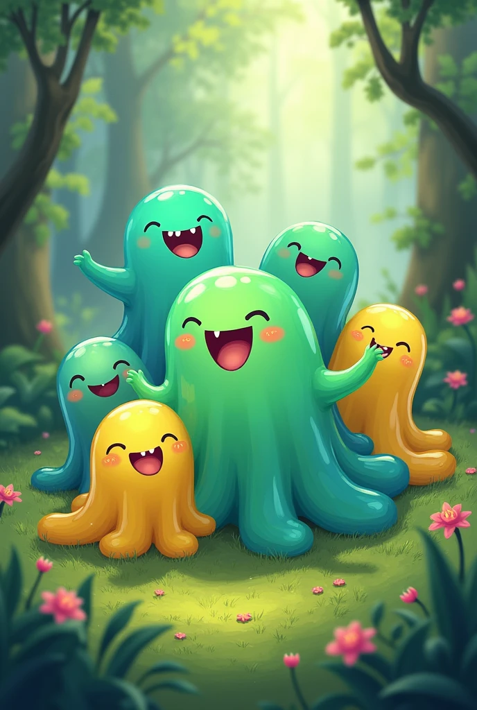 A group of slimes