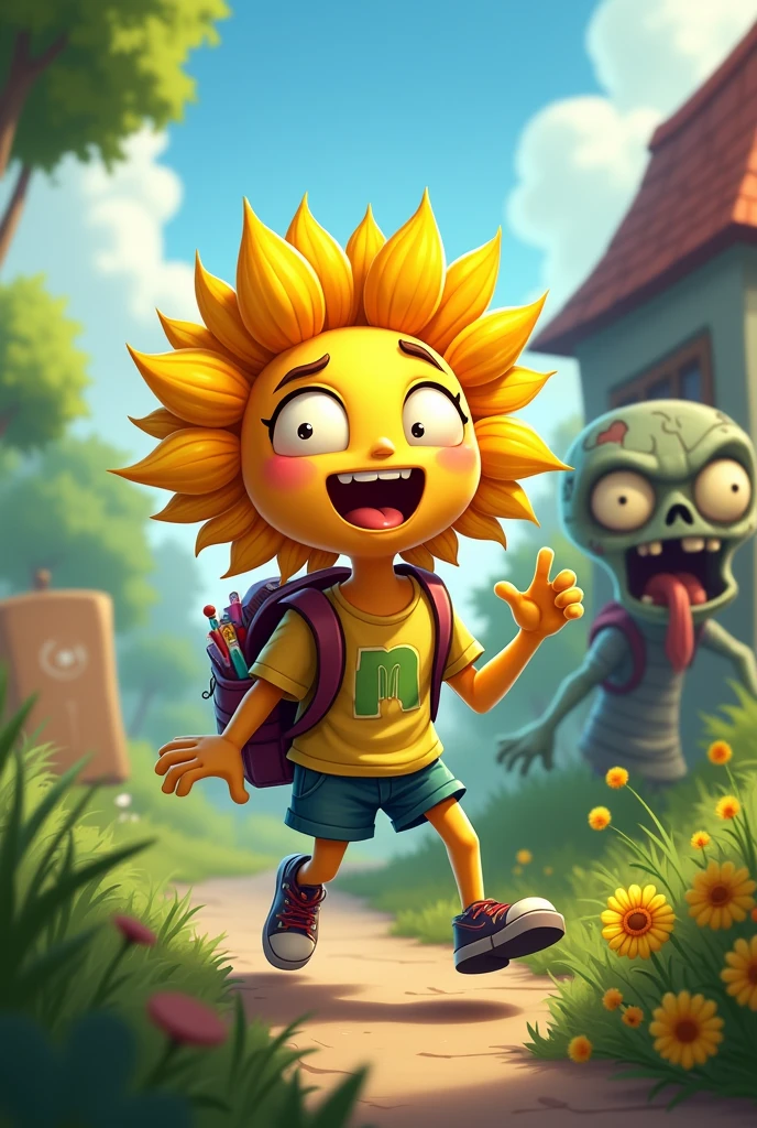 Then the sunflower plant student from pvz was almost eaten by a zombie from a pvz