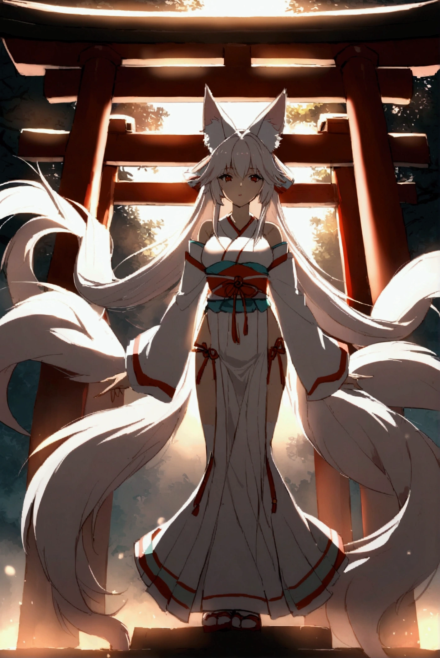 torii　Shrine maiden　Nine-Tailed Fox