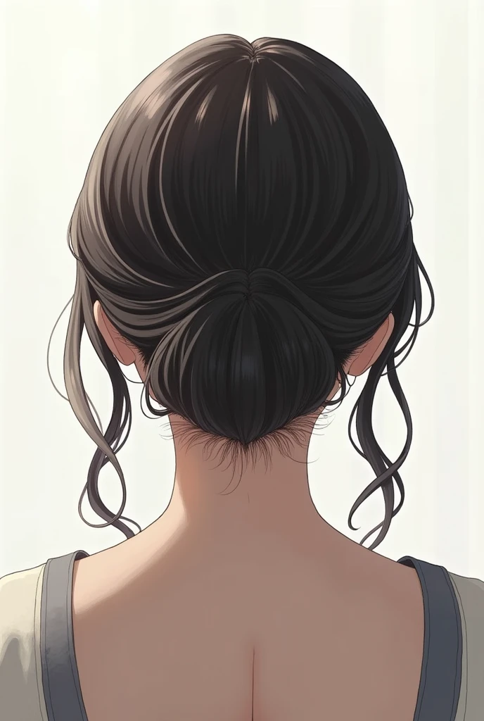 Semi-long hairstyle seen from the back、rhombus、Top Volume、Hair bouncing on shoulders、Bulging at the back of the head、Outside flip、Tightening around the neck、Airy feeling、Straight Curve、Japanese、Strong waist、Hairy、Soft texture、Reduce hair volume、White wall background