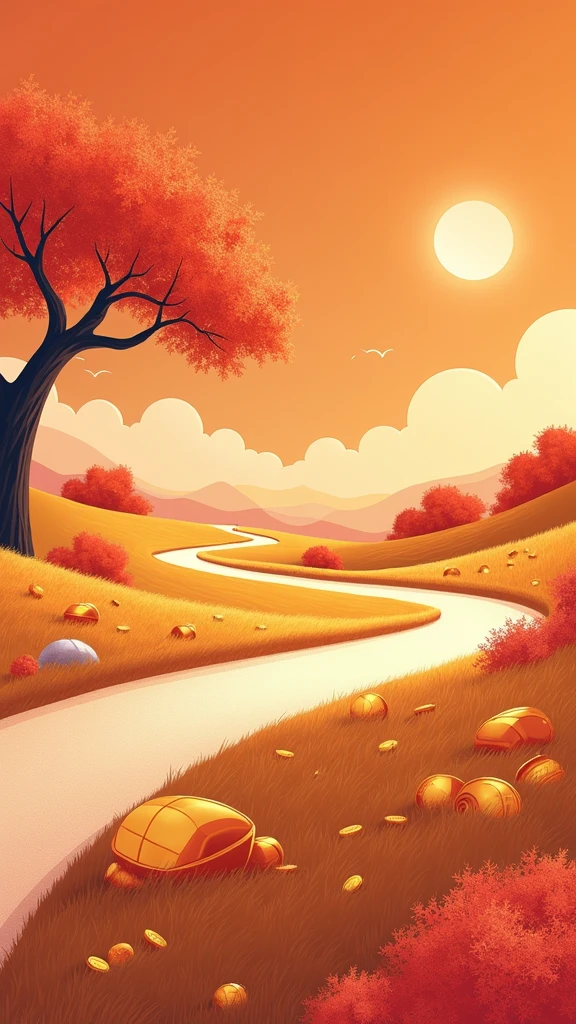 poster design,Wealth Elements,2 roads,Inheritance,Flat illustration style,Fractal Art,Clean picture,Don't show people in the picture