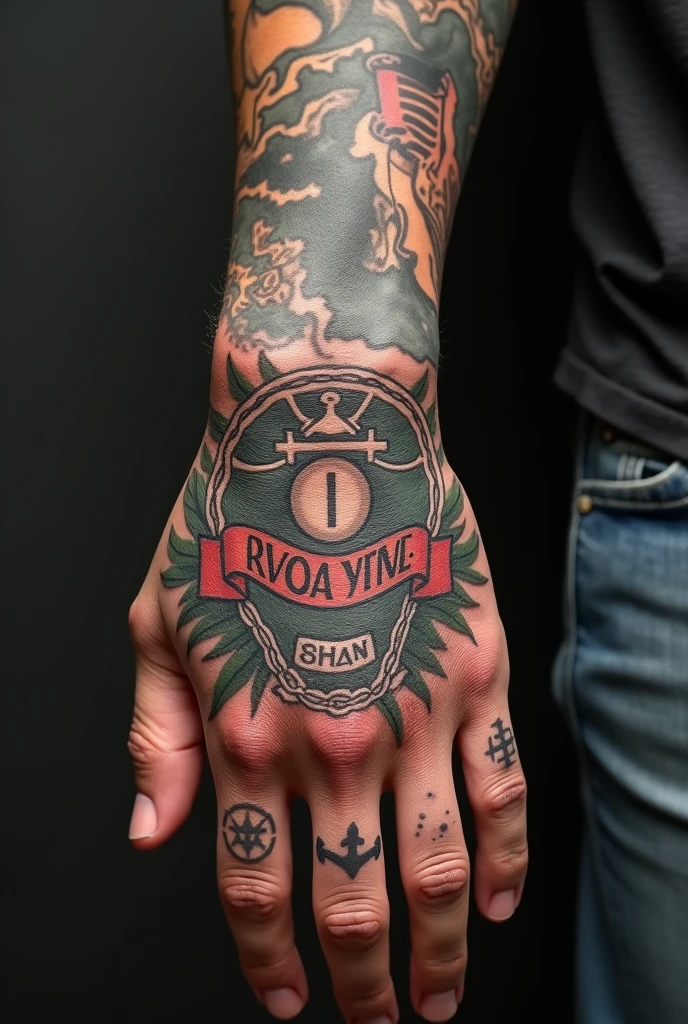 Old school tattoo for men to cover small tattoo on hand
