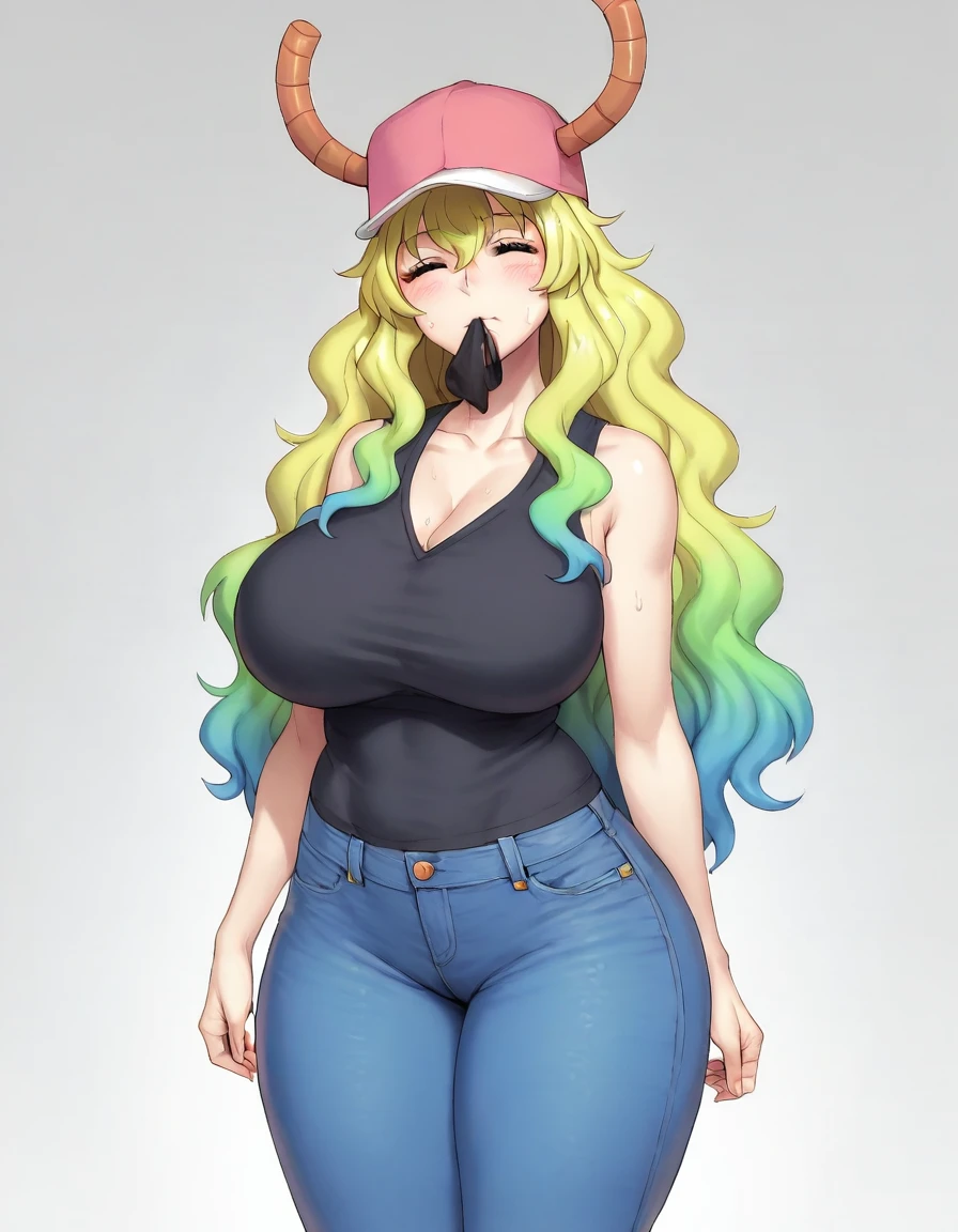 lucoa, 1 girl, older, lucoa (housekeeper), antlers THROUGH HEADWEAR, antlers, thicc thighs, standing alone, eyes locked, ha, Bermuda Islands, long, multicolored skin, ssmile, BLACK thicc thighs, sleeveless, boné de baseball, greenskin, for blonde, DRAGON antlers, Dragon Girl, faded hair, blush, pink hats, LARGE older, JEANS Bermuda Islands, standing, SHORT Bermuda Islands, portra, INportraS, JEANS, cloused mouth, neckleace, BLUE Bermuda Islands, HUGE older, BLACK sleeveless, wavy jacket, black jersey,1 girl, standing alone, upperbody, in front of the viewer, gazing at viewer, ssmile,swimpool,hardnipples, huge huge natural breasts, hardnipples, erect nippleslips,lying on the bed in her room, Giant tits, huge huge huge natural breasts, hardnipples, Giant tits super enormes, (Giant tits:1.9),grande ssmile na rosto.