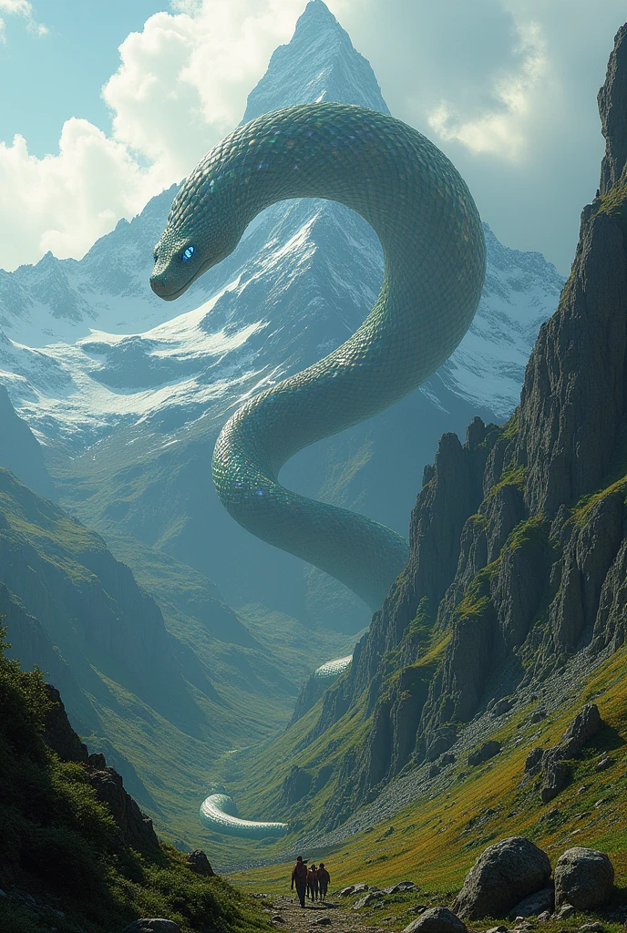 Giant snake around the mountain 