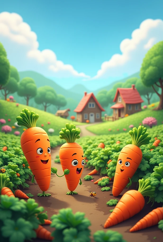 Carrot farm in cartoon
