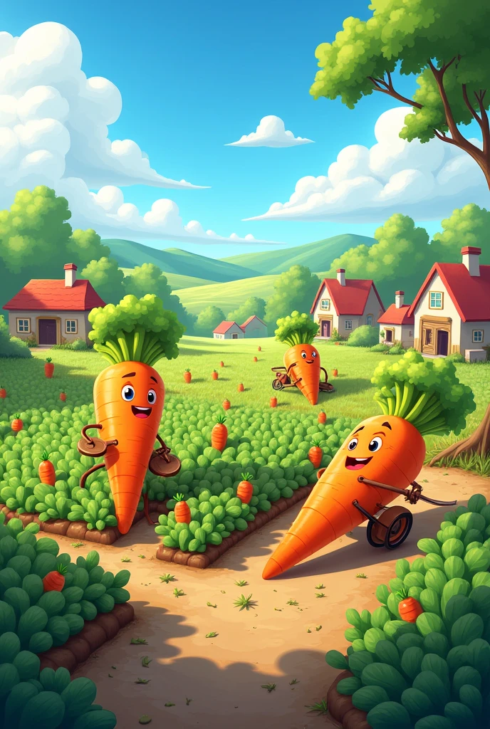 Carrot farm in cartoon theme