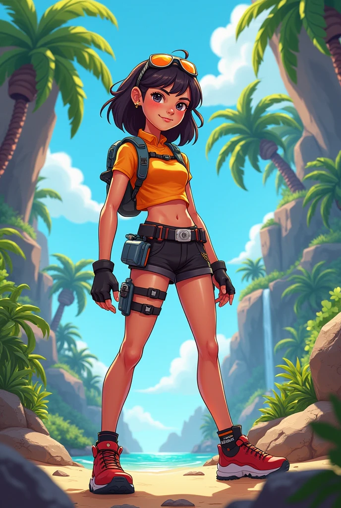 Create a girl character with the same design as the cartoon Extreme Challenge Island