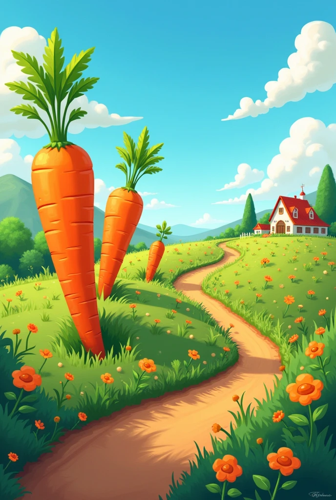 Carrot farm in cartoon theme remove carrot characters
