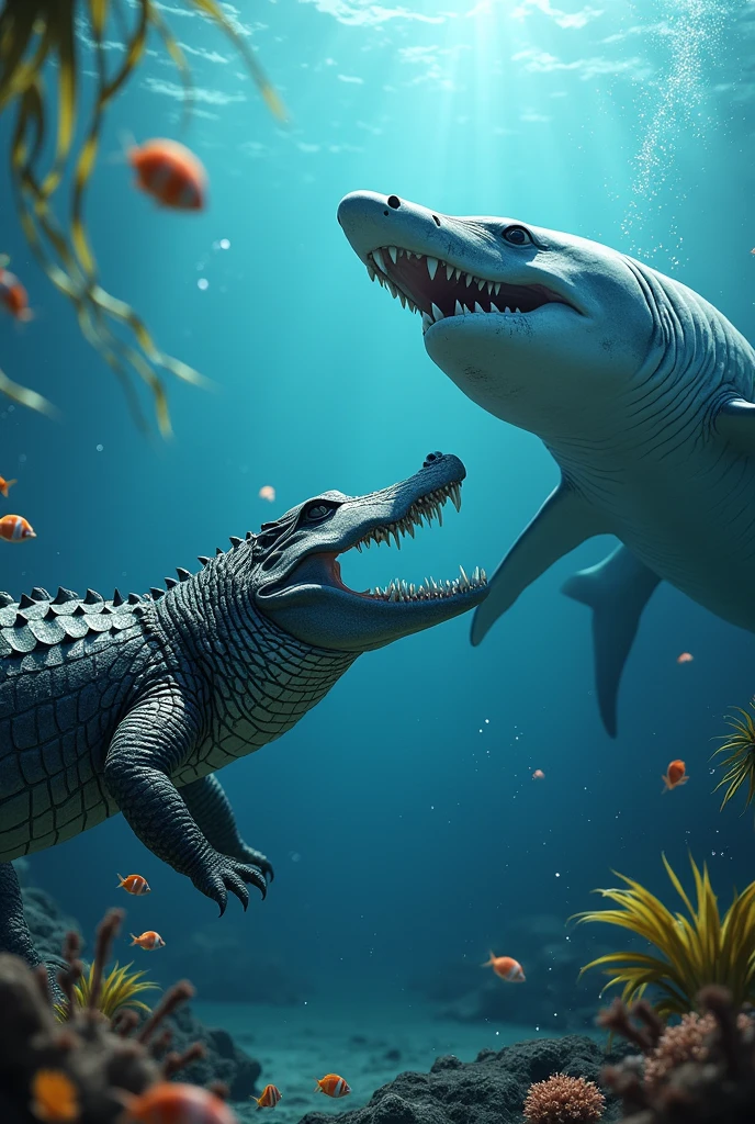 Water,crocodile,shark