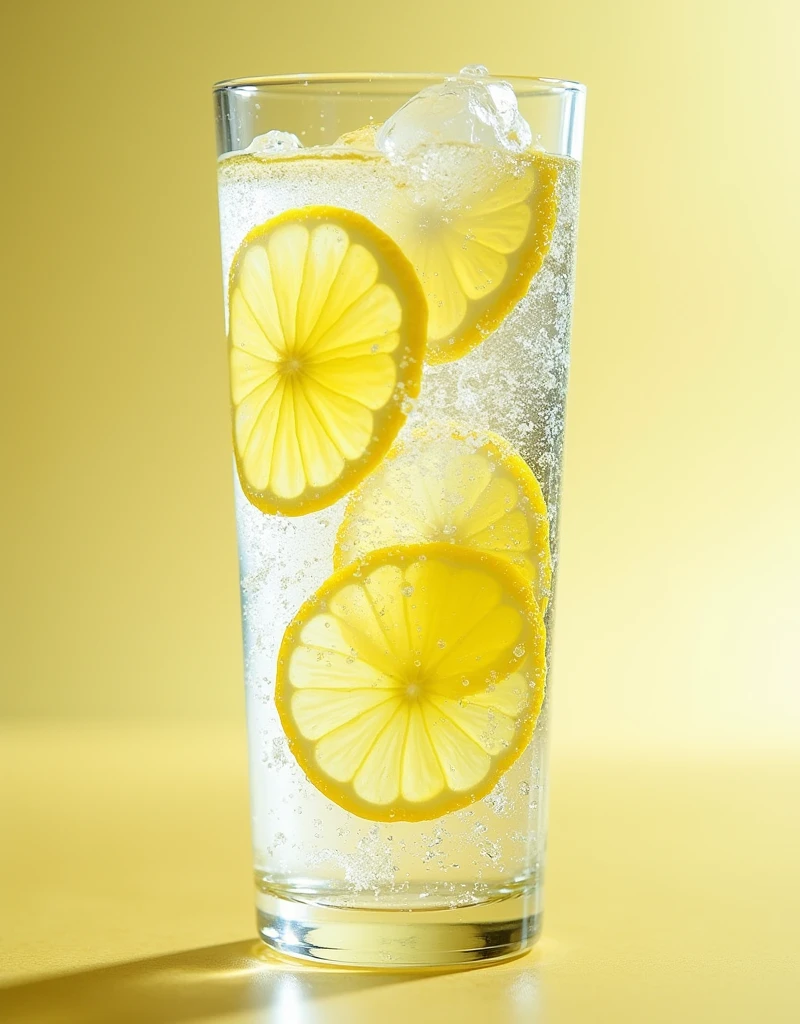 Lemon slices are clearly visible in the drink zoom water no glasss