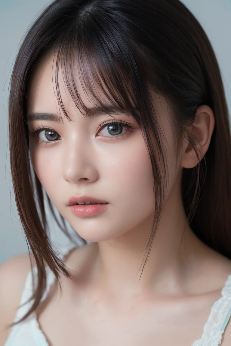(Highest quality:1.4),(masterpiece:1.4),(Realistic:1.4),(Realistic:1.2),(超High resolution, RAW Photos:1.4),(High resolution, Very detailed:1.2),(8k:1.2),photograph,a photo of a dark-haired,one person's,alone,(((Celadon lace bra:1.3))),((Big Breasts)),(((Large areola:1.4))),((Upper Body:1.3))