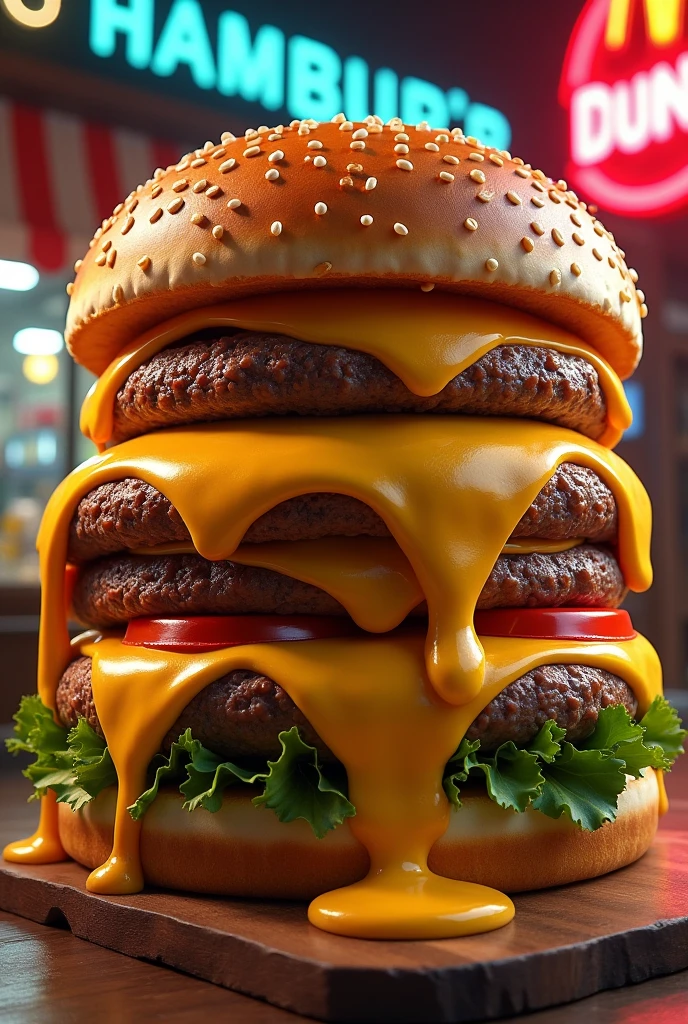 hamburger Lots of meat and cheese hamburgerショップ big
