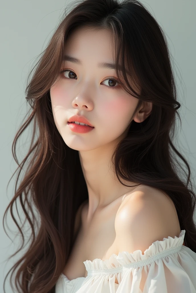 young Korean woman, korean celebrity, detailed long hair, detailed face beauty, beautiful eyes beautiful lips, full nude