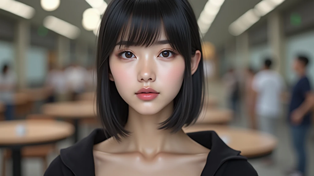 Beautiful Japanese face woman, image from the neck up, woman with a long neck front face adult woman photorealistic Realistic skin 4k super delicate
