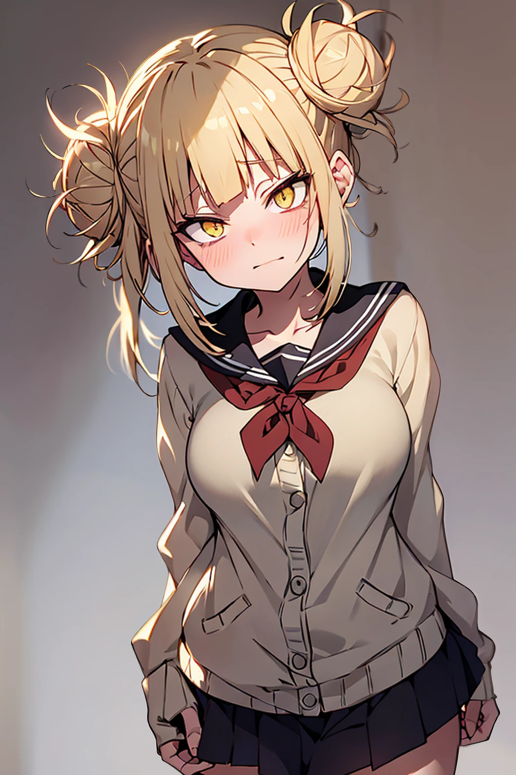 (Himiko toga),(short blond hair with two messy pulps),yellow eyes with thin pupils),(vestindHimiko toga),(short blond hair with two messy pulps),yellow eyes with thin pupils),(wearing),+,(Naked)